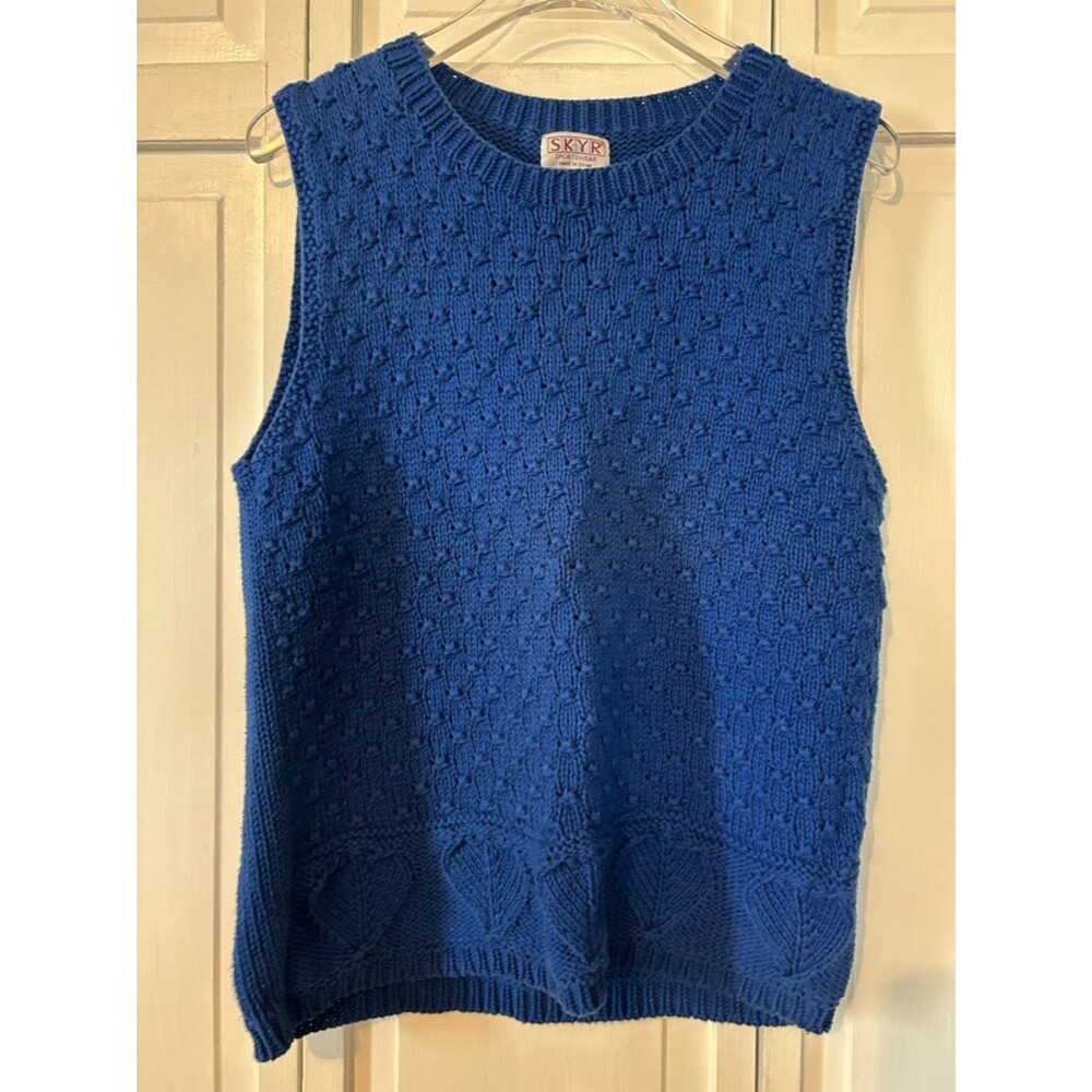 SKYR Cobalt Blue Textured Cable-Knit Sleeveless Sweater Vest Size M